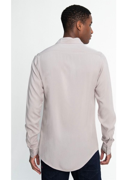Slim Fit Dar Kesim Uzun Kol Dökümlü Viskon Şık Erkek Gömlek fırsatları