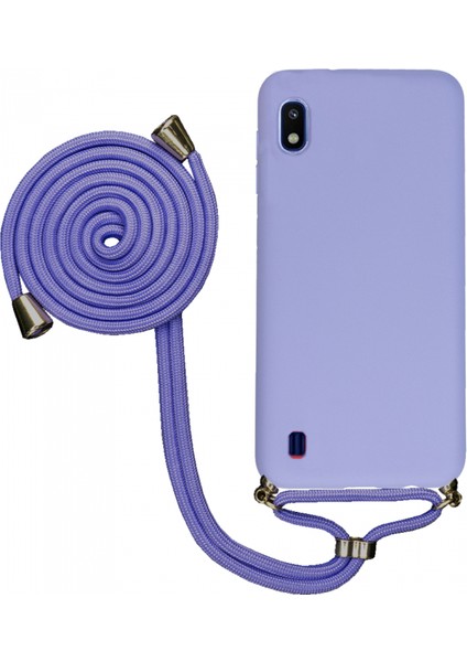 Samsung Galaxy A10 A105 Uyumlu Kılıf Silikon Boyundan Askılı Ipli Lansman Kapak Renkli Tpu