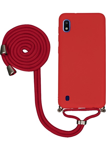 Samsung Galaxy A10 A105 Uyumlu Kılıf Silikon Boyundan Askılı Ipli Lansman Kapak Renkli Tpu