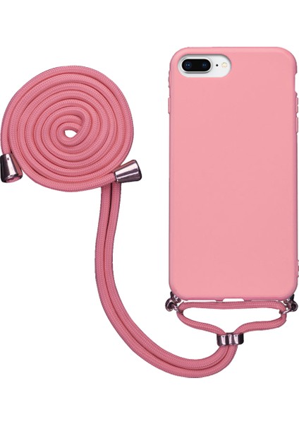 Apple iPhone 8 Plus Uyumlu Kılıf Silikon Boyundan Askılı Ipli Lansman Kapak Renkli Tpu