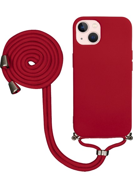 Apple iPhone 14 Plus Uyumlu Kılıf Silikon Boyundan Askılı Ipli Lansman Kapak Renkli Tpu
