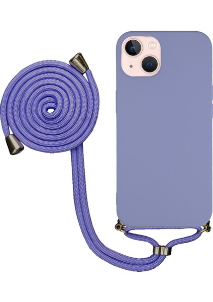 Apple iPhone 14 Plus Uyumlu Kılıf Silikon Boyundan Askılı Ipli Lansman Kapak Renkli Tpu