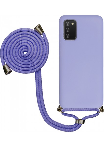 Samsung Galaxy A02S A025 Uyumlu Kılıf Silikon Boyundan Askılı Ipli Lansman Kapak Renkli Tpu
