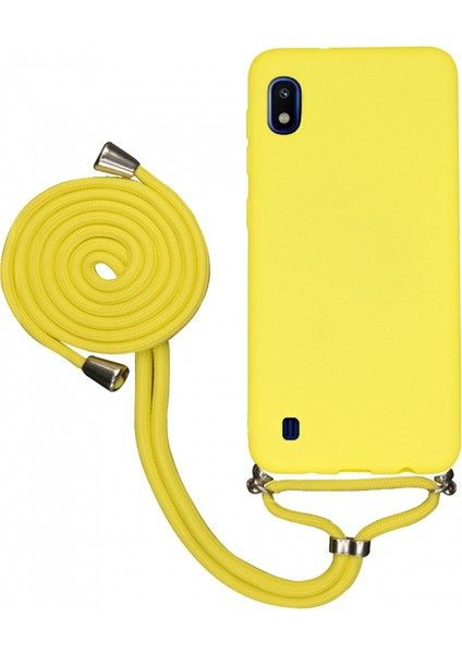 Samsung Galaxy A10 A105 Uyumlu Kılıf Silikon Boyundan Askılı Ipli Lansman Kapak Renkli Tpu