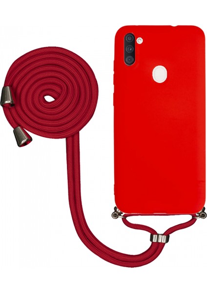 Samsung Galaxy M11 M115 Uyumlu Kılıf Silikon Boyundan Askılı Ipli Lansman Kapak Renkli Tpu