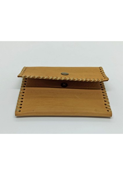 Handmade El Yapımı Hakiki Deri Açık Kahve Kadın Erkek Kartvizitlik