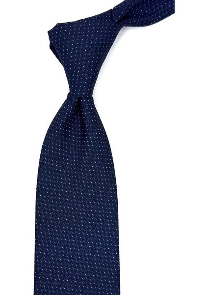 Lacivert Nokta Desen Mendilli Klasik Kravat KK11674