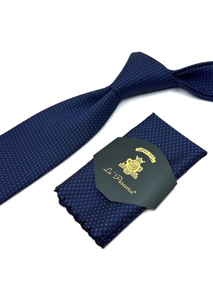 Lacivert Nokta Desen Mendilli Klasik Kravat KK11674 fiyatları