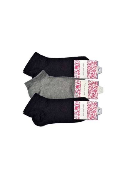 Siyah ve Gri Kadın Bilek Çorap 3 çift