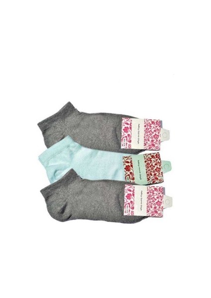 Gri ve Beyaz Kadın Bilek Çorap 3 çift