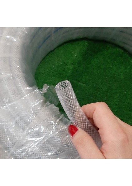 1/2" Süper Mavi Pvc Şeffaf Örgülü Sulama Hortumu 100 Metre Bahçe Tarla Sulama Hortum