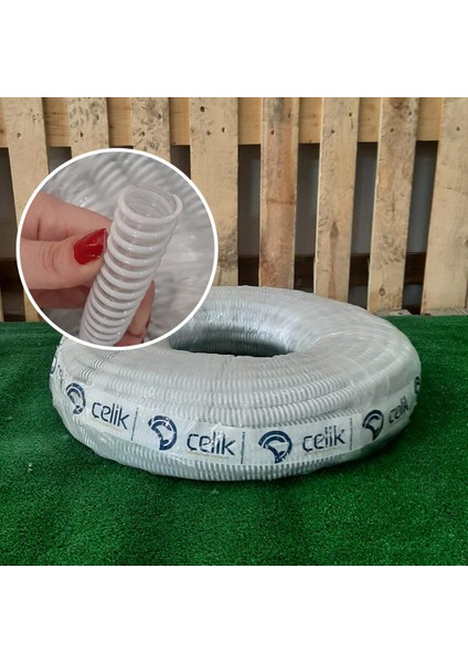 1 1/4" Lavabo Sifon Opak Hortum 50 Metre Beyaz Tahliye Hortumu
