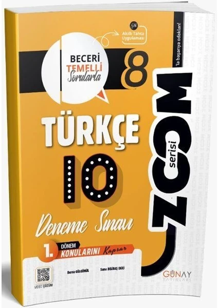 Günay Yayınları Günay 8. Sınıf Türkçe 1. Dönem 10'lu Zoom Serisi Deneme Sınavı