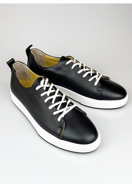 Hakiki Deri Siyah Erkek Sneaker