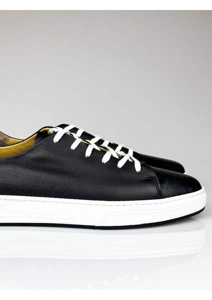 Hakiki Deri Siyah Erkek Sneaker