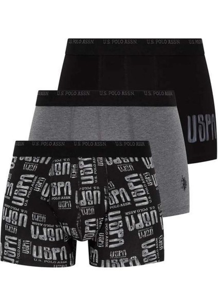 Erkek 3 Lü Likralı Coton Lacivert- Lacivert Baskılı-Lacivert Melanj Boxer 80338