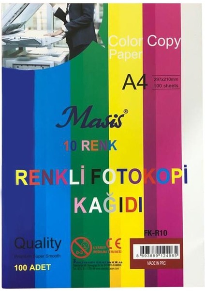 10 Renk Renkli Fotokopi Kağıdı