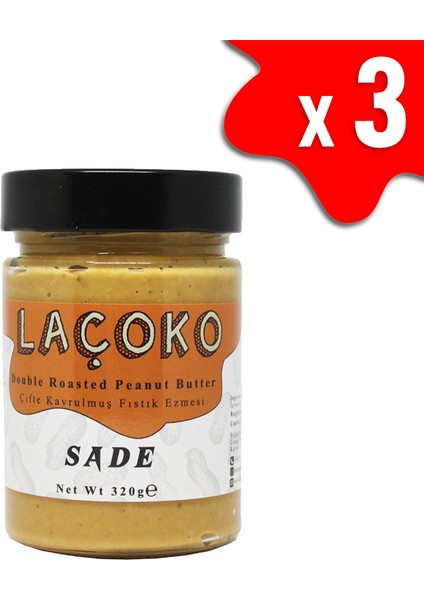 Çifte Kavrulmuş Fıstık Ezmesi Sade 3 x 320 gr