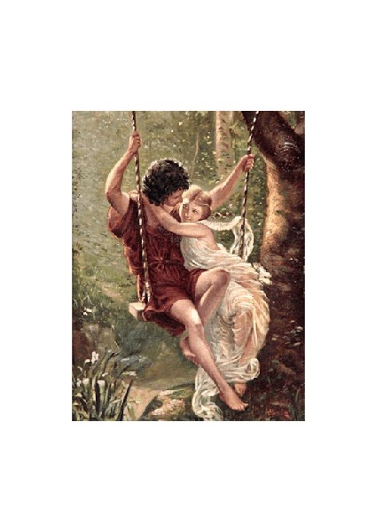 Sayılarla Boyama Seti Kasnaklı Salıncakta Aşıklar 60 x 75 cm