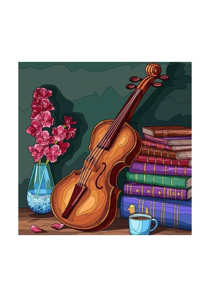 Sayılarla Boyama Seti Kasnaklı Bir Müzisyenin Evi 50 x 65 cm