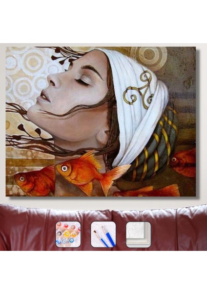 Sayılarla Boyama Seti Kasnaklı Balık Kadını 40 x 50 cm