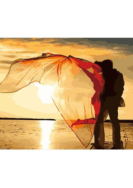 Romantik Gün Batımı Sayılarla Boyama Seti Kasnaklı 50 x 65 cm