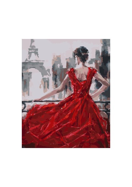 Sayılarla Boyama Seti Kasnaklı Kırmızı Kadın 60 x 75 cm fiyatları