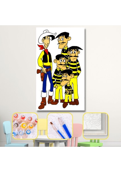 Sayılarla Boyama Seti Kasnaklı Red Kıt ve Daltonlar 70 x 90 cm