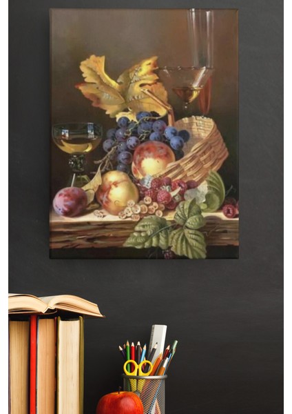 Sayılarla Boyama Seti Kasnaklı Meyveler ve Şarap 50 x 65 cm