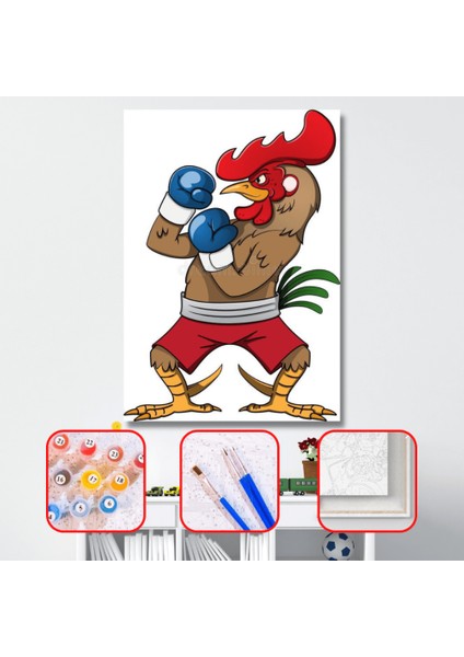 Sayılarla Boyama Seti Kasnaklı Boksör Horoz 40 x 50 cm