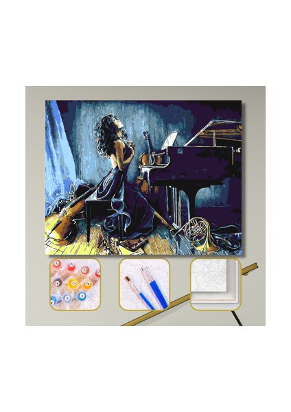 Sayılarla Boyama Seti Kasnaklı Müzik ve Kadın 40 x 50 cm
