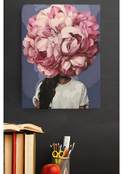 Sayılarla Boyama Seti Kasnaklı Çiçek Kadın 13 Renkli 60 x 75 cm