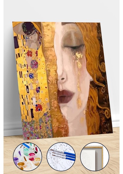 Gustav Klimt Iki Eser Sayılarla Boyama Seti Kasnaklı 60*75 cm