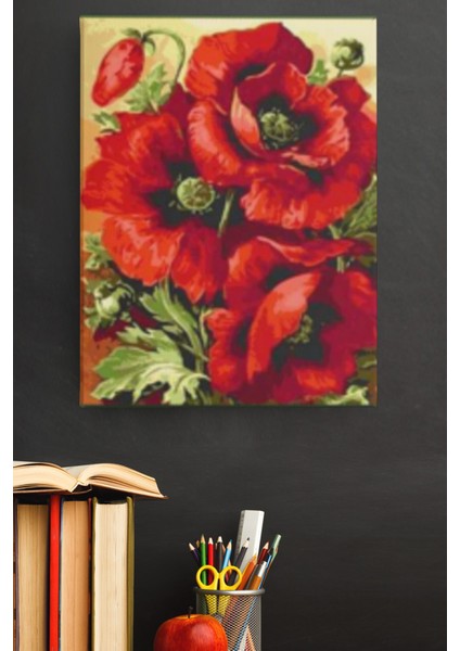 Sayılarla Boyama Seti Kasnaklı Üç Gelincik 50 x 65 cm