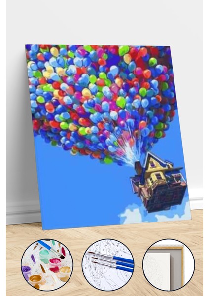 Sayılarla Boyama Seti Kasnaklı Uçan Balonlu Ev 50 x 65 cm fiyatları