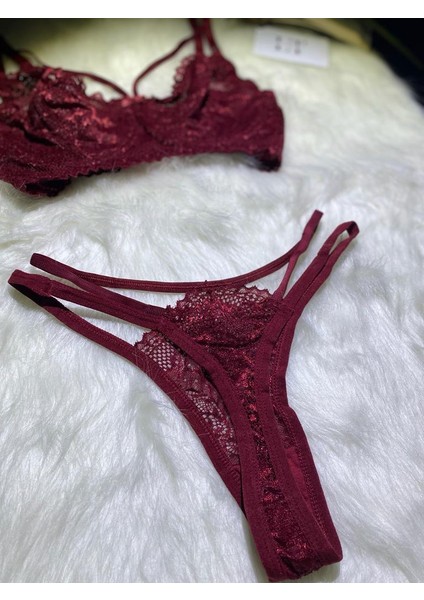 Kadın Bordo Kapsız Bralet Takımı fırsatları