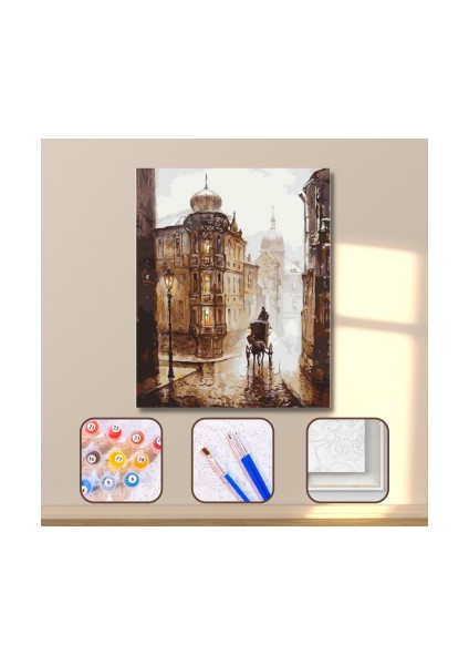 Sayılarla Boyama Seti Kasnaklı Sokaklar ve Fayton 40 x 50 cm