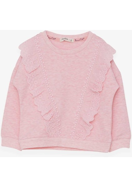 Kız Çocuk Sweatshirt Güpürlü 1.5-5 Yaş, Somon Melanj