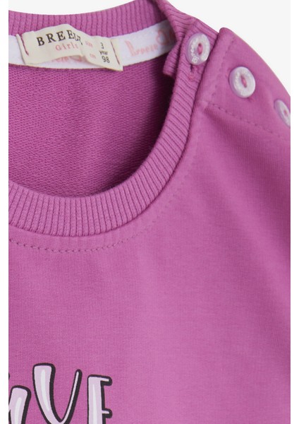 Kız Çocuk Sweatshirt Unicorn Baskılı 2-6 Yaş, Eflatun