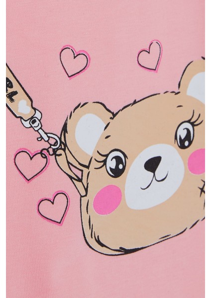 Kız Çocuk Uzun Kollu Tişört Sevimli Aycık Baskılı 2-6 Yaş, Pembe fırsatları