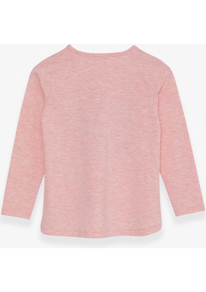 Kız Çocuk Uzun Kollu Tişört Taşlı Yazı Baskılı 6-12 Yaş, Somon Melanj fiyatları
