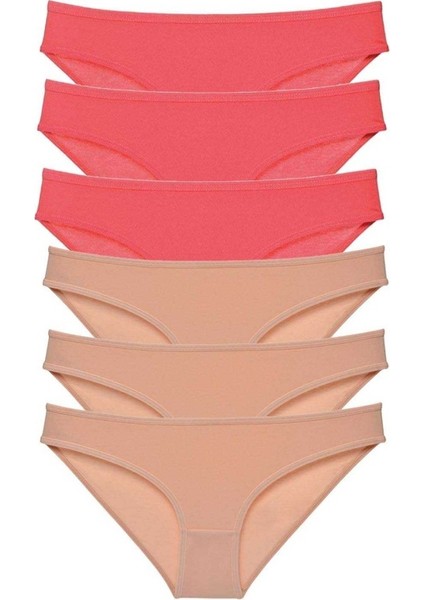 6 adet Süper Eko Set Likralı Kadın Slip Külot Fuşya Ten