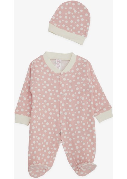 Kız Bebek Patikli Tulum Puantiye Desenli 0-3 Ay-6 Ay, Pembe