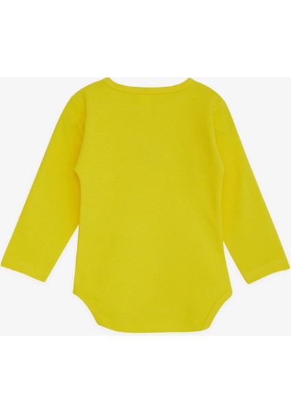 Erkek Bebek Çıtçıtlı Zıbın Body Aslancık Baskılı 9 Ay-3 Yaş, Neon Sarı