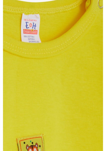 Erkek Bebek Çıtçıtlı Zıbın Body Aslancık Baskılı 9 Ay-3 Yaş, Neon Sarı