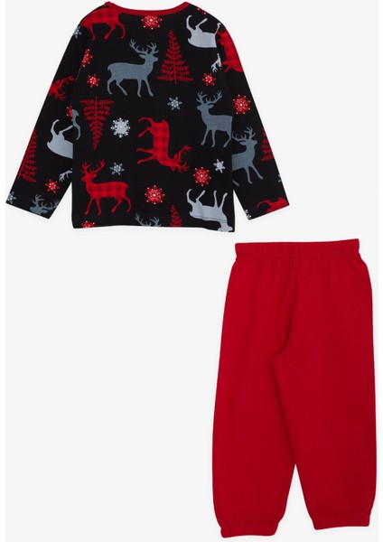 Erkek Bebek Pijama Takımı Geyik Desenli 9 Ay-3 Yaş, Siyah