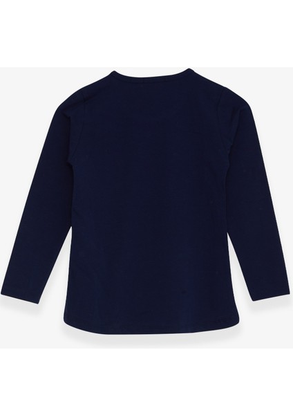 Kız Çocuk Uzun Kollu Tişört Taşlı Yazı Baskılı 6-12 Yaş, Lacivert fiyatları