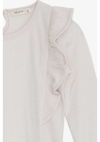 Kız Çocuk Bluz Omuzu Fırfırlı 4-8 Yaş, Bej modelleri