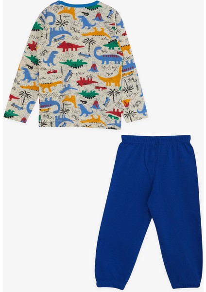 Erkek Bebek Pijama Takımı Dinozor Desenli 9 Ay-3 Yaş, Krem