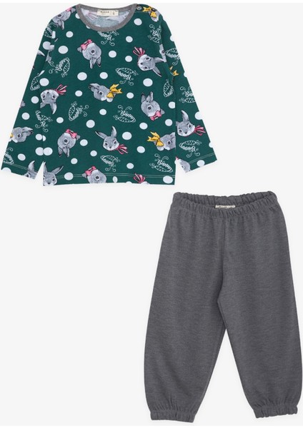 Kız Bebek Pijama Takımı Tavşancık Desenli 9 Ay-3 Yaş, Yeşil